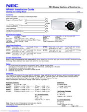 NEC NP4001-R Installation Manual