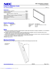 NEC PlasmaSync 42XC10 Installation Manual