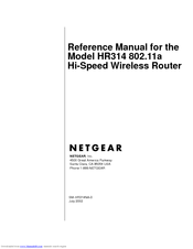 Netgear HR314 - Wireless Router Reference Manual