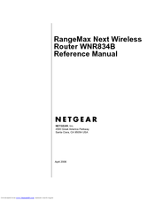 Netgear WNR834Bv1 - RangeMax Next Wireless Router Reference Manual
