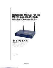 Netgear ME103 - 802.11b ProSafe Wireless Access Point Reference Manual