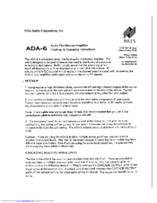 Niles ADA-6 Operating Instructions