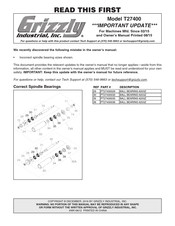 Grizzly T27400 Owner's Manual