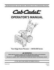 Cub Cadet 600 series Operator's Manual
