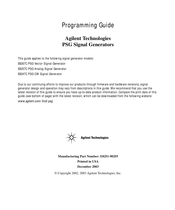 Agilent Technologies E8267C Programming Manual