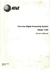 AT&T 1792 Owner's Manual