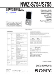 Sony Walkman NWZ-S755 Service Manual