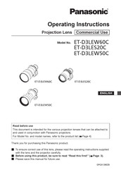 Panasonic ET-D3LES20C Operating Instructions Manual