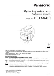 Panasonic ET-LAA410 Operating Instructions