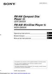 Sony CDX-C8050X - Fm/am Compact Disc Player Operating Instructions Manual