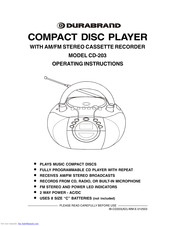 Durabrand CD-203 Operating Instructions Manual