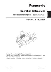 Panasonic ET-LAV200 Operating Instructions Manual