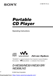 Sony D-NE300 - Psyc ATRAC Walkman Portable CD Player Operating Instructions Manual