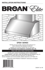 Broan Elite EPD6142SS Installation Instructions Manual