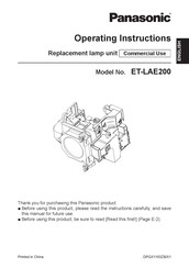 Panasonic ET-LAE200 Operating Instructions Manual