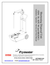 Frymaster SDU 50 Installation, Operation, Service, And Parts Manual