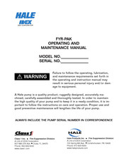 Idex HALE FYR-PAK Operating And Maintenance Manual