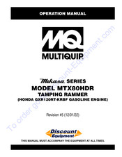 MULTIQUIP MTX80HDR Operation Manual