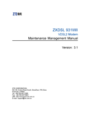 Zte ZXDSL 931WII Maintenance Management Manual