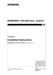 Siemens Opdima Installation Instructions Manual