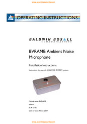 Baldwin Boxall BVRAMB Operating Instructions Manual