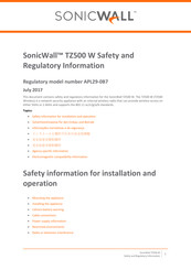 SonicWALL TZ500 W Safety And Regulatory Information Manual