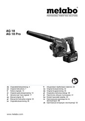 Metabo AG 18 Pro Instructions Manual