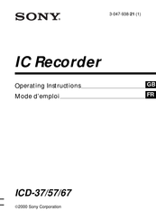Sony ICD-57 Operating Instructions Manual
