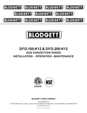 Blodgett DFG-200-K12 Installation Operation & Maintenance