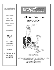Impex Sports Authority Bodyfit BFA-2800 Manual