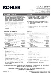 Kohler ESCALE K-24837T-S Installation Instructions Manual