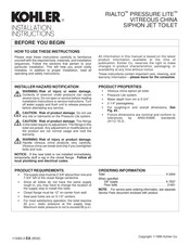 Kohler Rialto Pressure Lite K-3404 Installation Instructions Manual