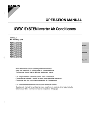 Daikin FXTQ18PAVJU Operation Manual