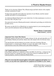 Mazda MX-5 MIATA 2003 Manual
