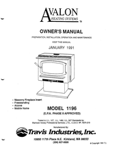 Travis Industries AVALON 1196 Owner's Manual