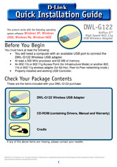 D-Link AirPlus G DWL-G122 Quick Installation Manual