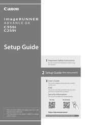 Canon imageRUNNER ADVANCE DX C259i Setup Manual