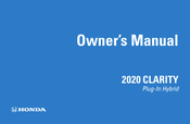 Honda CLARITY Plug-In Hybrid 2020 Owner's Manual
