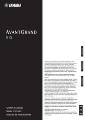 Yamaha AvantGrand N1X Owner's Manual