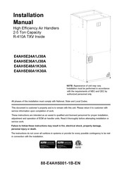Trane E4AH5E60A1K30A Installation Manual