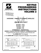 NAPCO GEMINI GEMC-BK1 Programming Instructions Manual