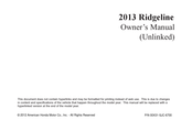 Honda Ridgeline 2013 Owner's Manual