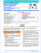 York P XU Series User's Information, Maintenance And Service Manual
