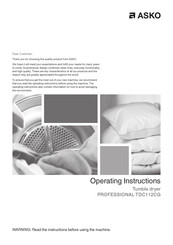 Asko PROFESSIONAL TDC112CG Operating Instructions Manual