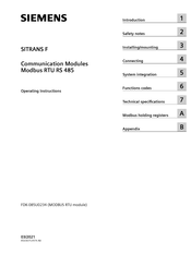 Siemens RS-485 Operating Instructions Manual