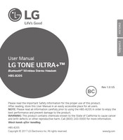 LG Tone Ultra HBS-820S User Manual