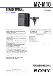 Sony MZ-M10 Service Manual