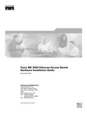 Cisco ME 3400 Hardware Installation Manual