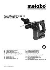 Metabo PowerMaxx BH 18 LTX BL 16 Original Instructions Manual