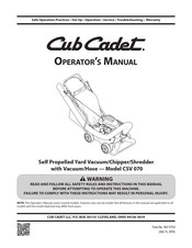 Cub Cadet CSV 070 Operator's Manual